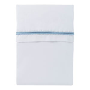 Ledikantlaken gebreide bies baby blauw/wit