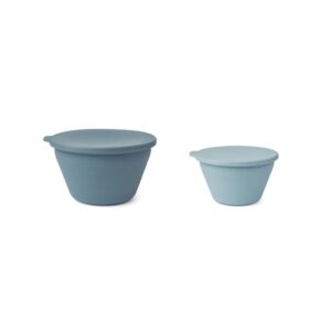 Liewood Dale Opvouwbare Kom Set – Sea Blue/Whale Blue Mix