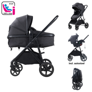 Kinderwagen Novi Baby® Jaxx 3-in-1 Black Melange met Autostoel