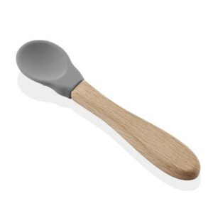 babyJem Siliconenlepel met houten handvat, grijs