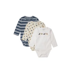 Hust & Claire rompertje met lange mouwen Bertram White sand 3-pack