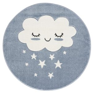 LIVONE Vloerkleed Kids love Rugs CLOUD Rond balu/wit