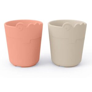 Done by Deer ™ Kiddish drinkbeker 2-pack Croco Sand /Coral