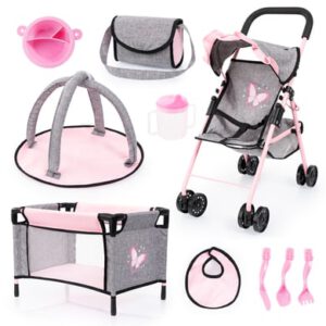 bayer Design Buggyset voor poppen met reiswieg, speelboog en accessoires