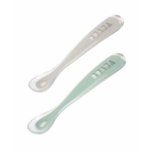 BEABA ® Babylepel set van 2 siliconen 2e leeftijd, velvet grijs/sage groen