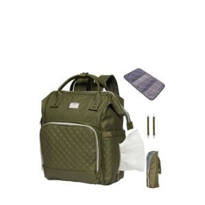 NanaBeebi 2.0 Leren Luiertas – Olive Green (Mimmti)